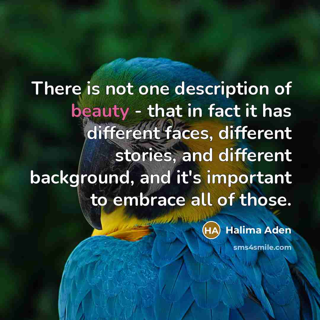 “There is not one description of beauty - that in…” quote by Halima Aden