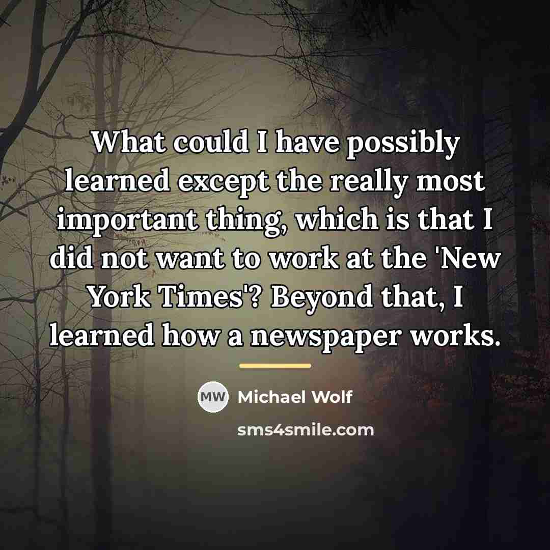 “What could I have possibly learned except the really most…” quote by Michael Wolf