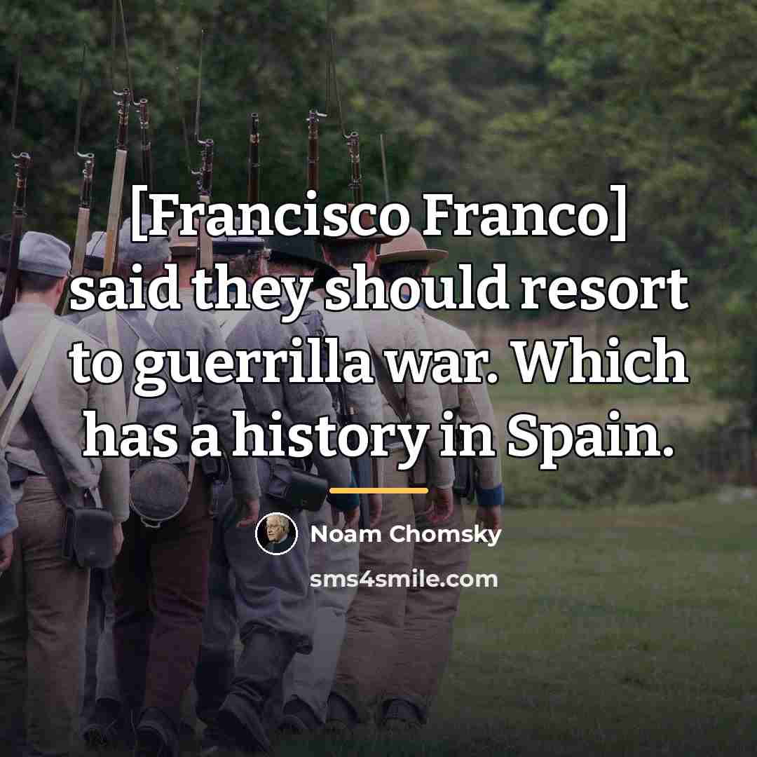 “[Francisco Franco] said they should resort to guerrilla war. Which…” quote by Noam Chomsky