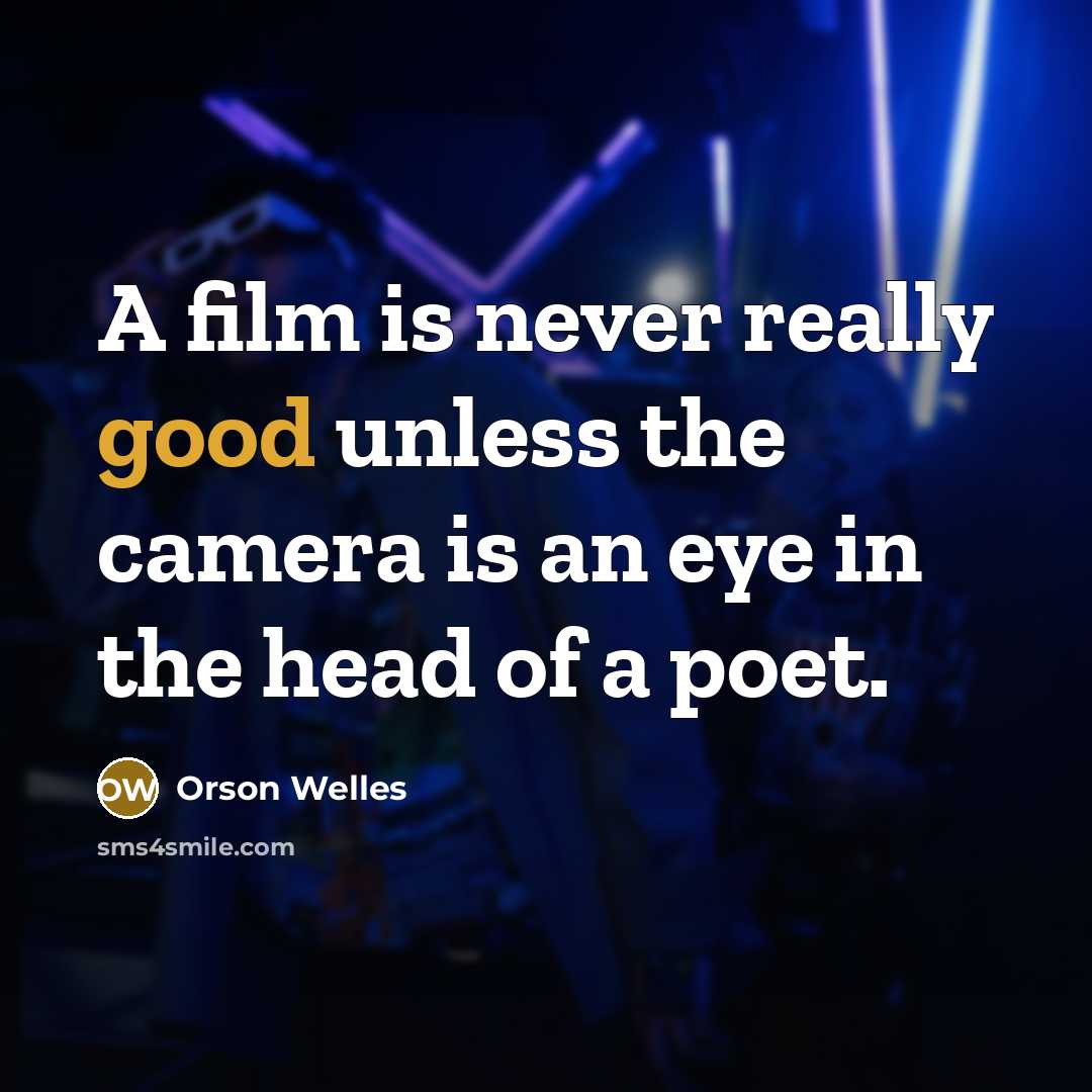 “A film is never really good unless the camera is…” quote by Orson Welles