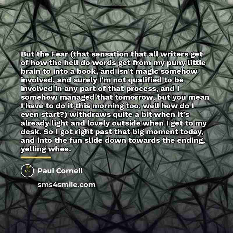 “But the Fear (that sensation that all writers get of…” quote by Paul Cornell