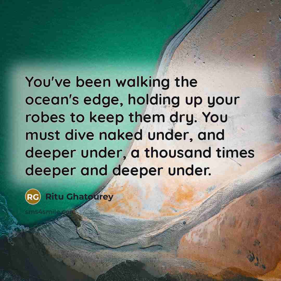 “You've been walking the ocean's edge, holding up your robes…” quote by Ritu Ghatourey
