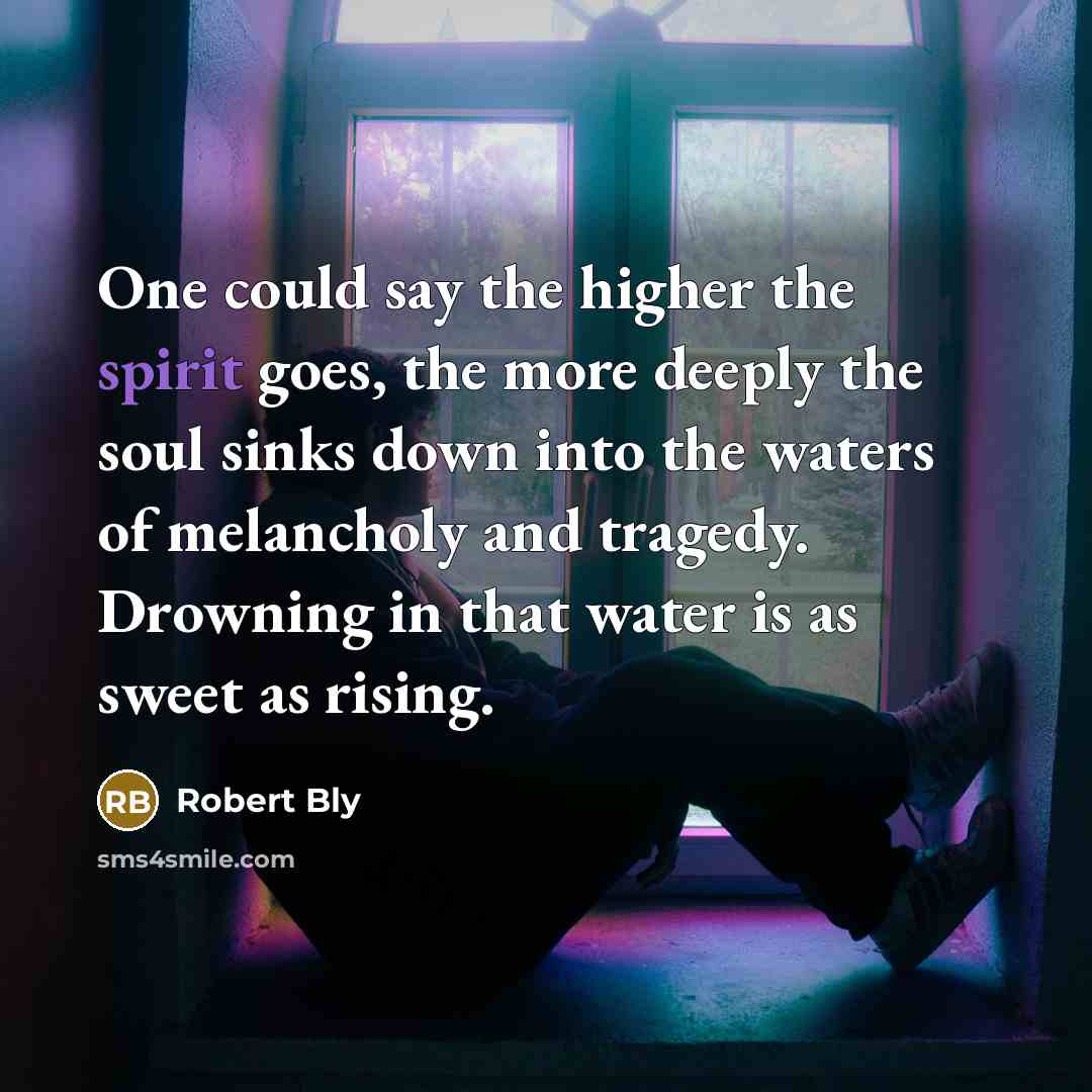 “One could say the higher the spirit goes, the more…” quote by Robert Bly