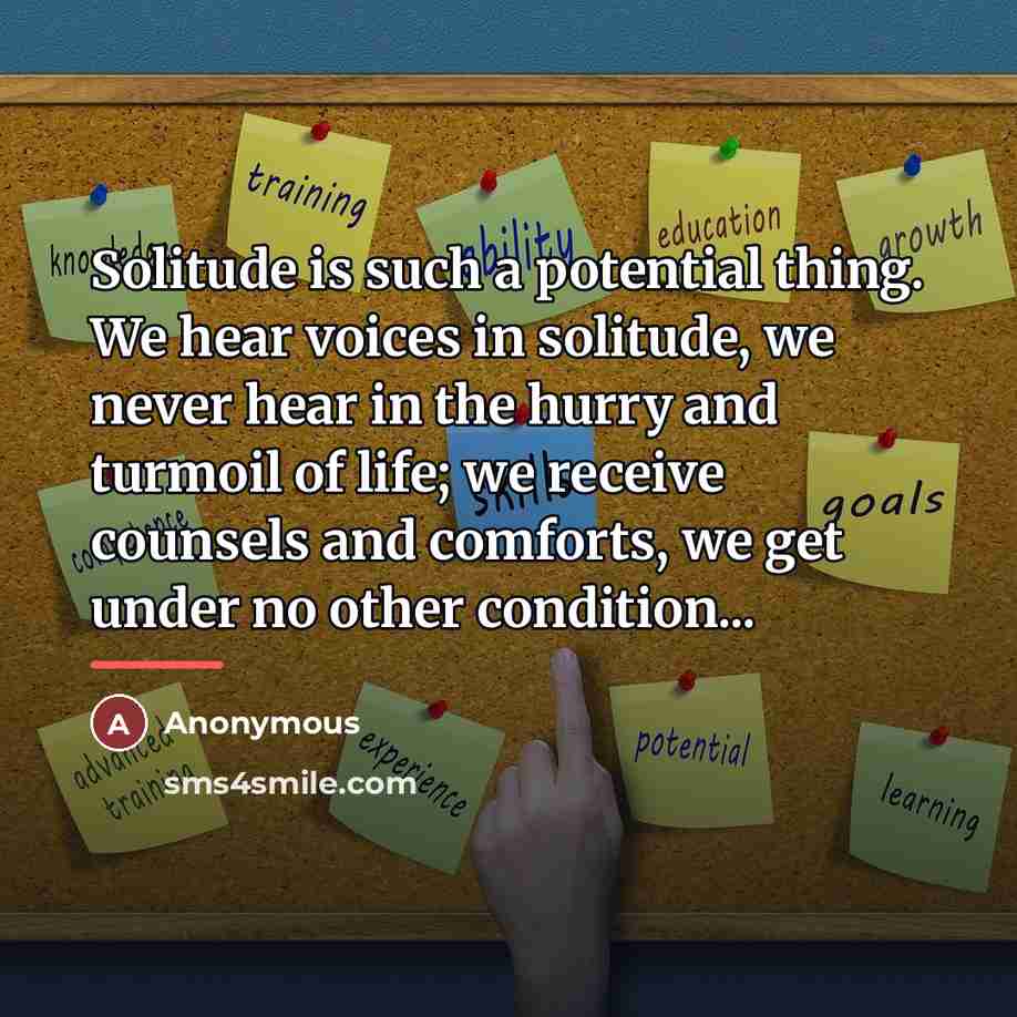 “Solitude is such a potential thing. We hear voices in…” quote by Anonymous