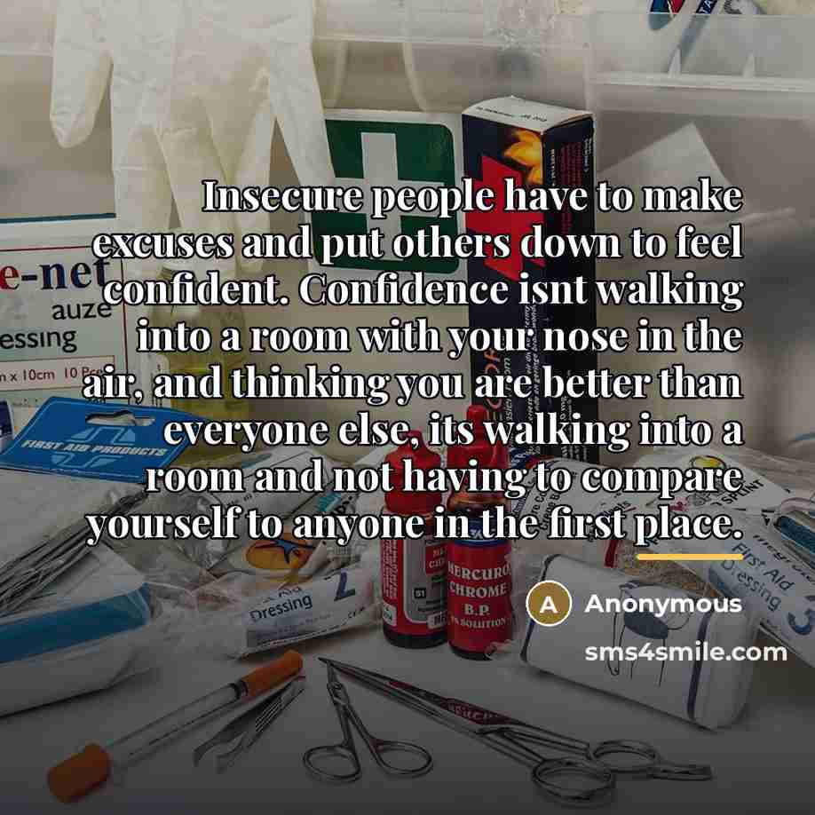 “Insecure people have to make excuses and put others down…” quote by Anonymous