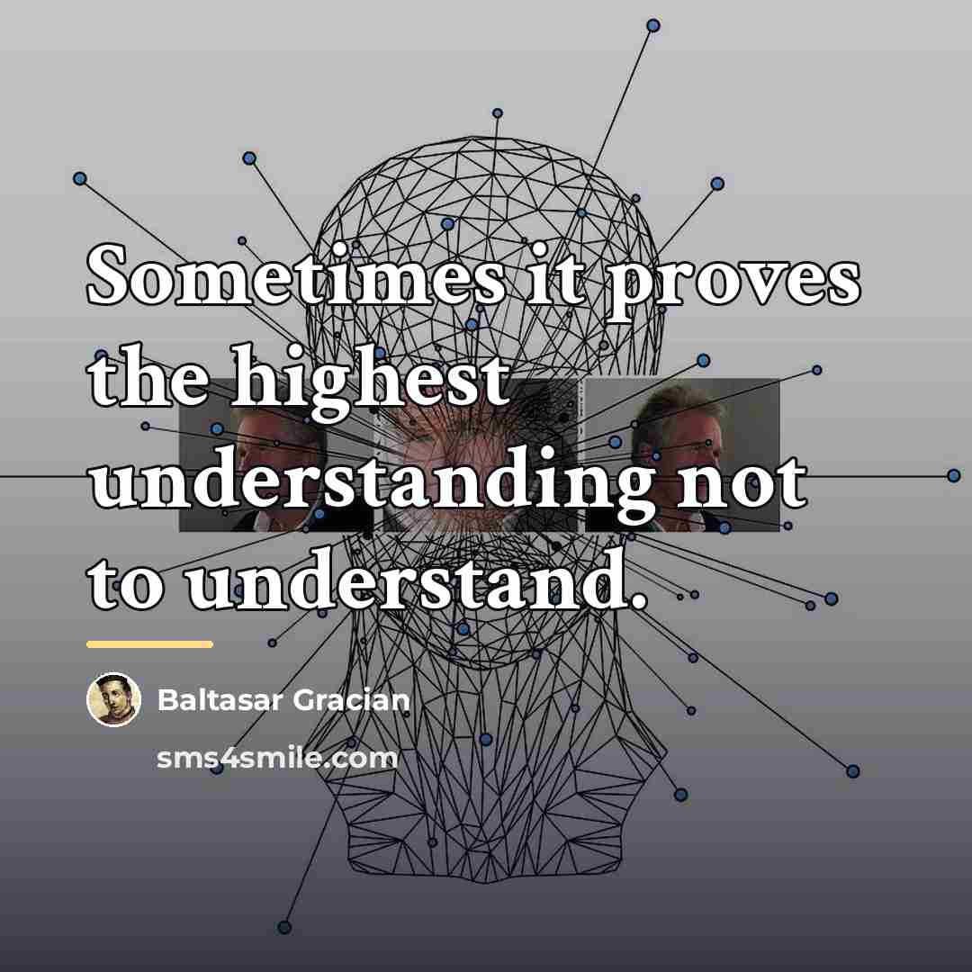 “Sometimes it proves the highest understanding not to understand.…” quote by Baltasar Gracian