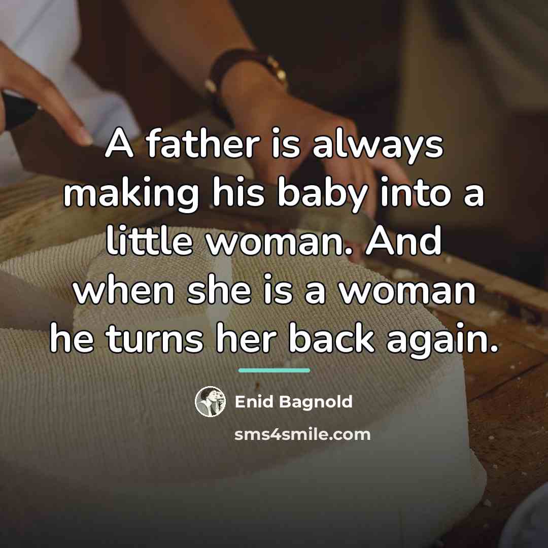 “A father is always making his baby into a little…” quote by Enid Bagnold