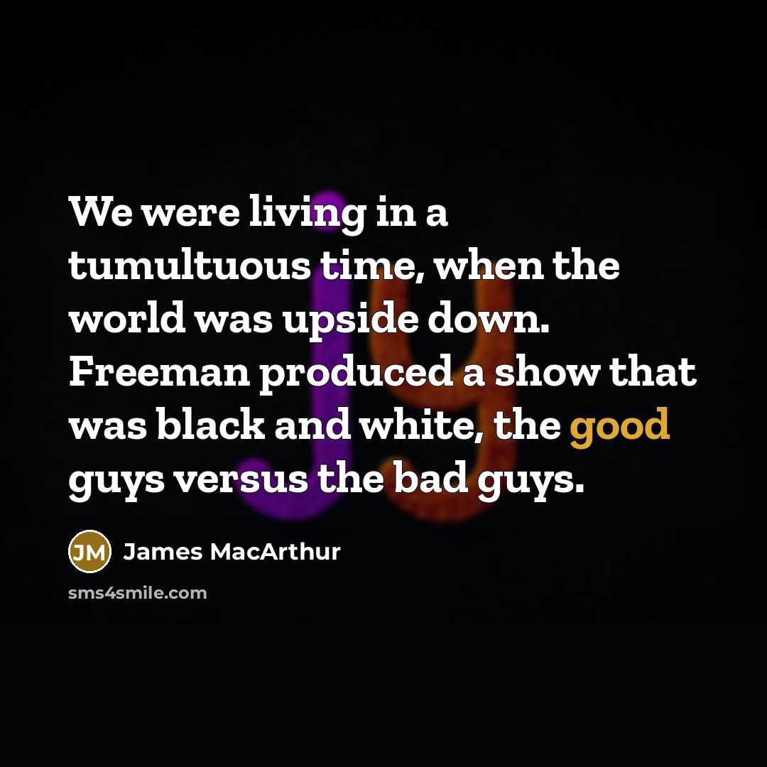 “We were living in a tumultuous time, when the world…” quote by James MacArthur