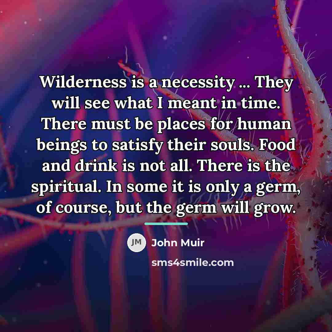 “Wilderness is a necessity ... They will see what I…” quote by John Muir