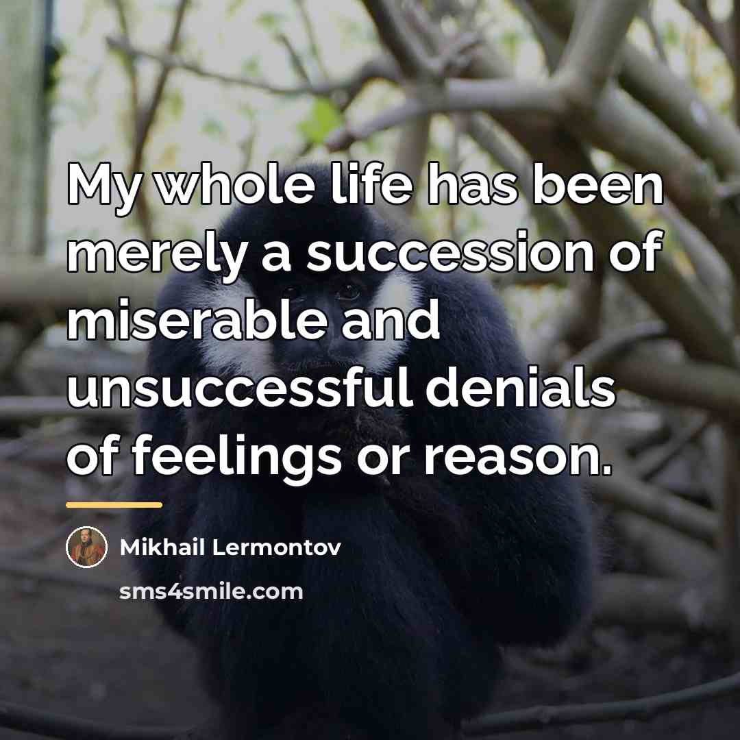 “My whole life has been merely a succession of miserable…” quote by Mikhail Lermontov