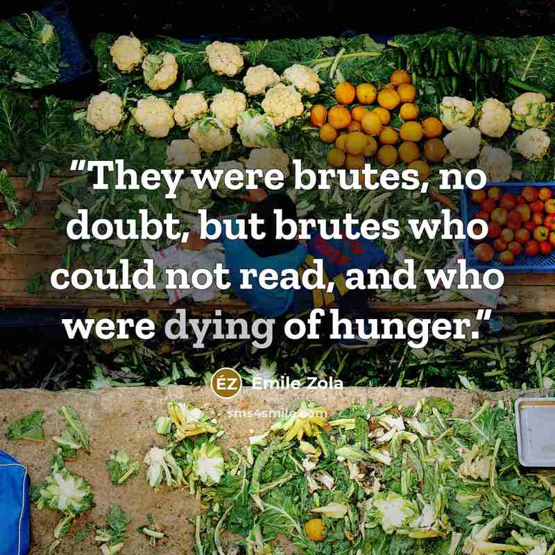“They were brutes, no doubt, but brutes who could not read, and who were dying of hunger.” quote by Émile Zola