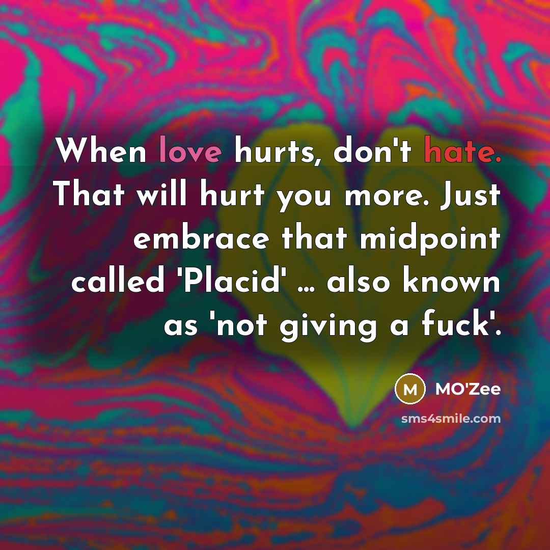 “When love hurts, don't hate. That will hurt you more.…” quote by MO'zee