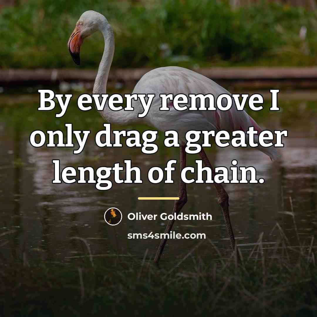 “By every remove I only drag a greater length of…” quote by Oliver Goldsmith