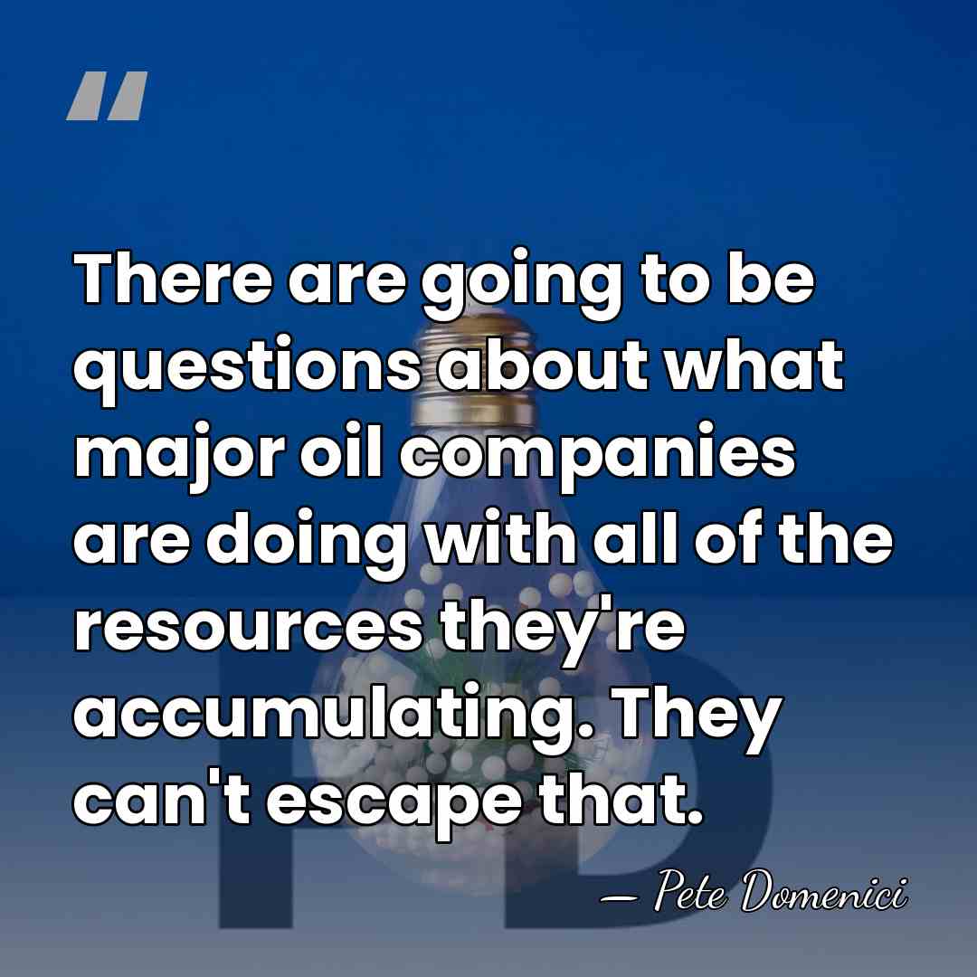 There are going to be questions about what major oil companies are&hellip; - Pete Domenici