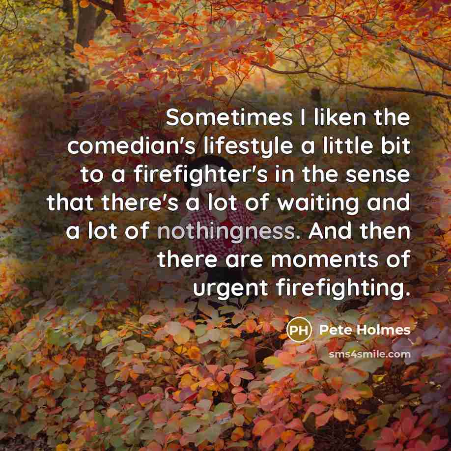 “Sometimes I liken the comedian's lifestyle a little bit to…” quote by Pete Holmes