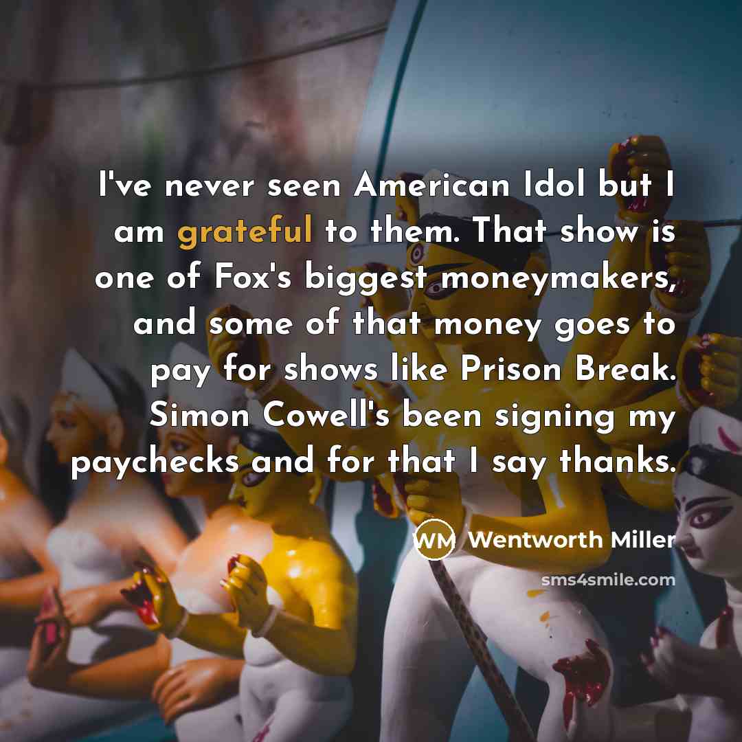 “I've never seen American Idol but I am grateful to…” quote by Wentworth Miller