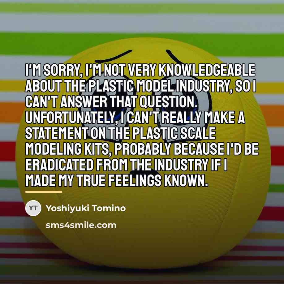 “I'm sorry, I'm not very knowledgeable about the plastic model…” quote by Yoshiyuki Tomino