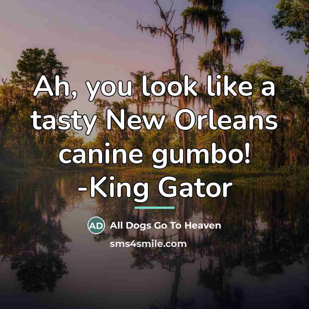 “Ah, you look like a tasty New Orleans canine gumbo!…” quote by All Dogs Go To Heaven
