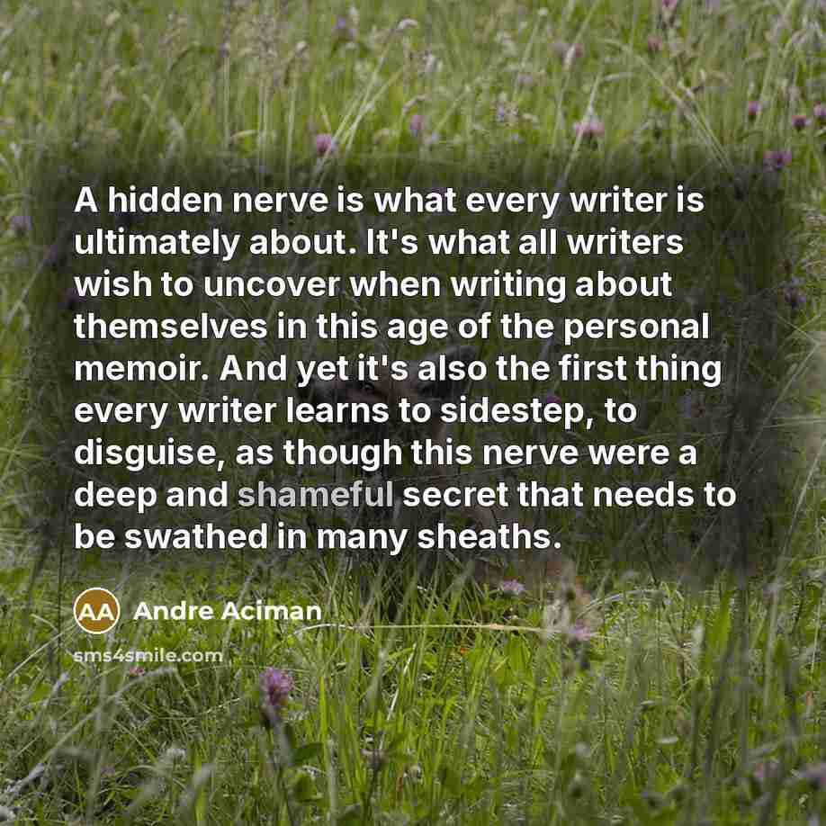 “A hidden nerve is what every writer is ultimately about.…” quote by Andre Aciman