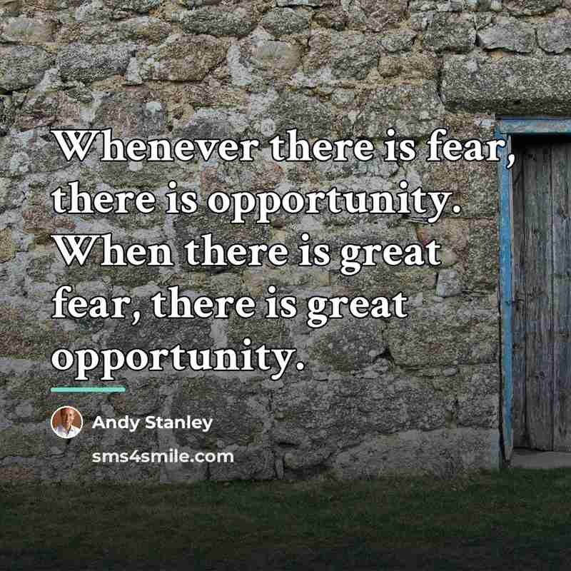 “Whenever there is fear, there is opportunity. When there is…” quote by Andy Stanley
