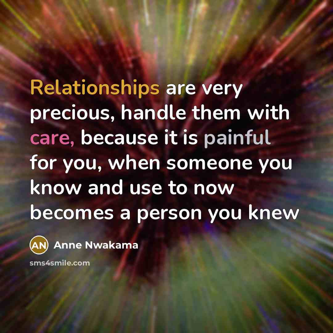 “Relationships are very precious, handle them with care, because it…” quote by Anne Nwakama