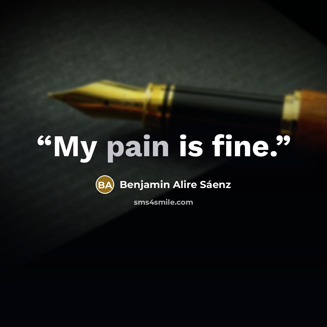 “My pain is fine.” quote by Benjamin Alire Sáenz