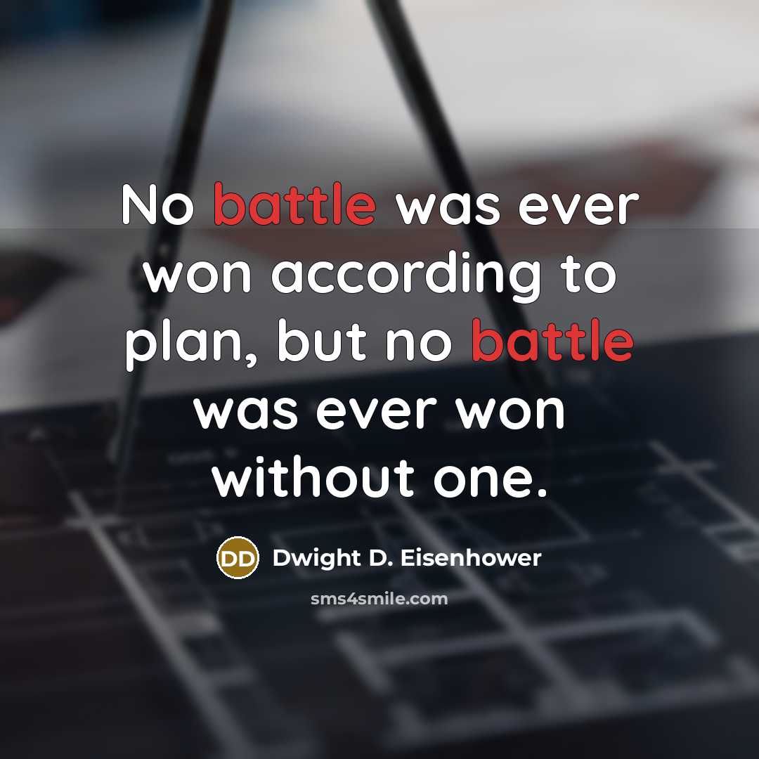 “No battle was ever won according to plan, but no…” quote by Dwight D. Eisenhower