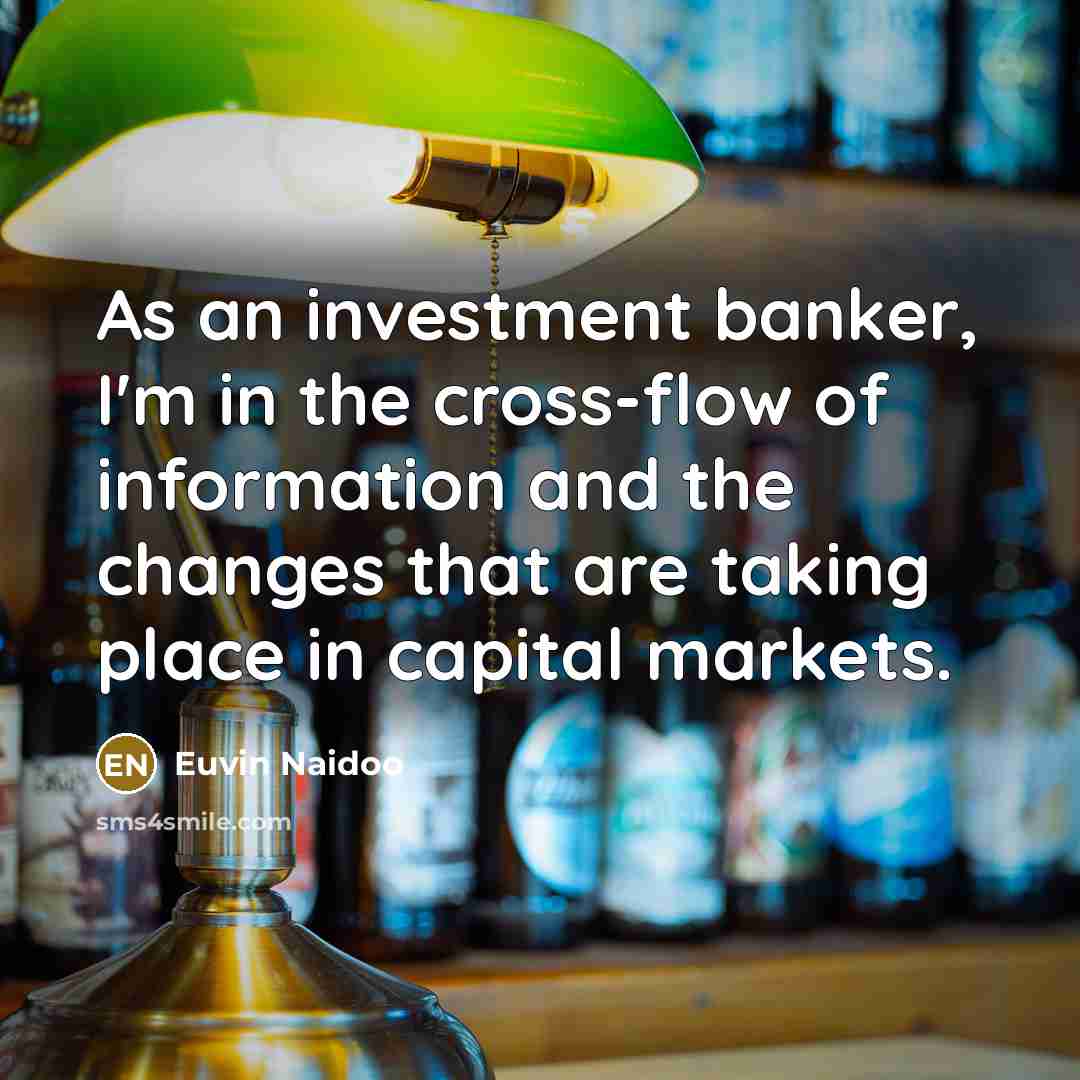 “As an investment banker, I'm in the cross-flow of information…” quote by Euvin Naidoo
