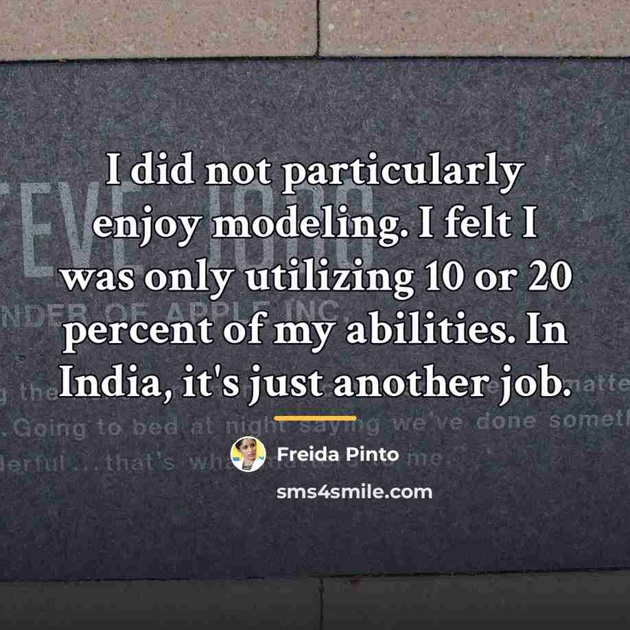“I did not particularly enjoy modeling. I felt I was…” quote by Freida Pinto