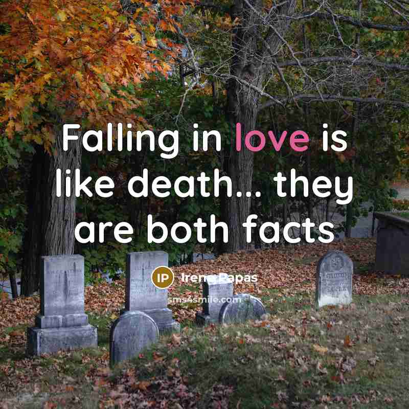 “Falling in love is like death... they are both facts…” quote by Irene Papas