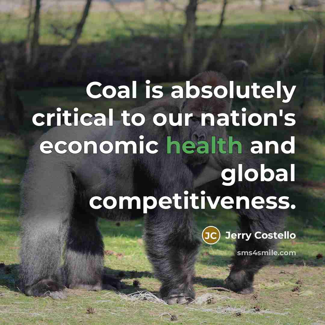 “Coal is absolutely critical to our nation's economic health and…” quote by Jerry Costello