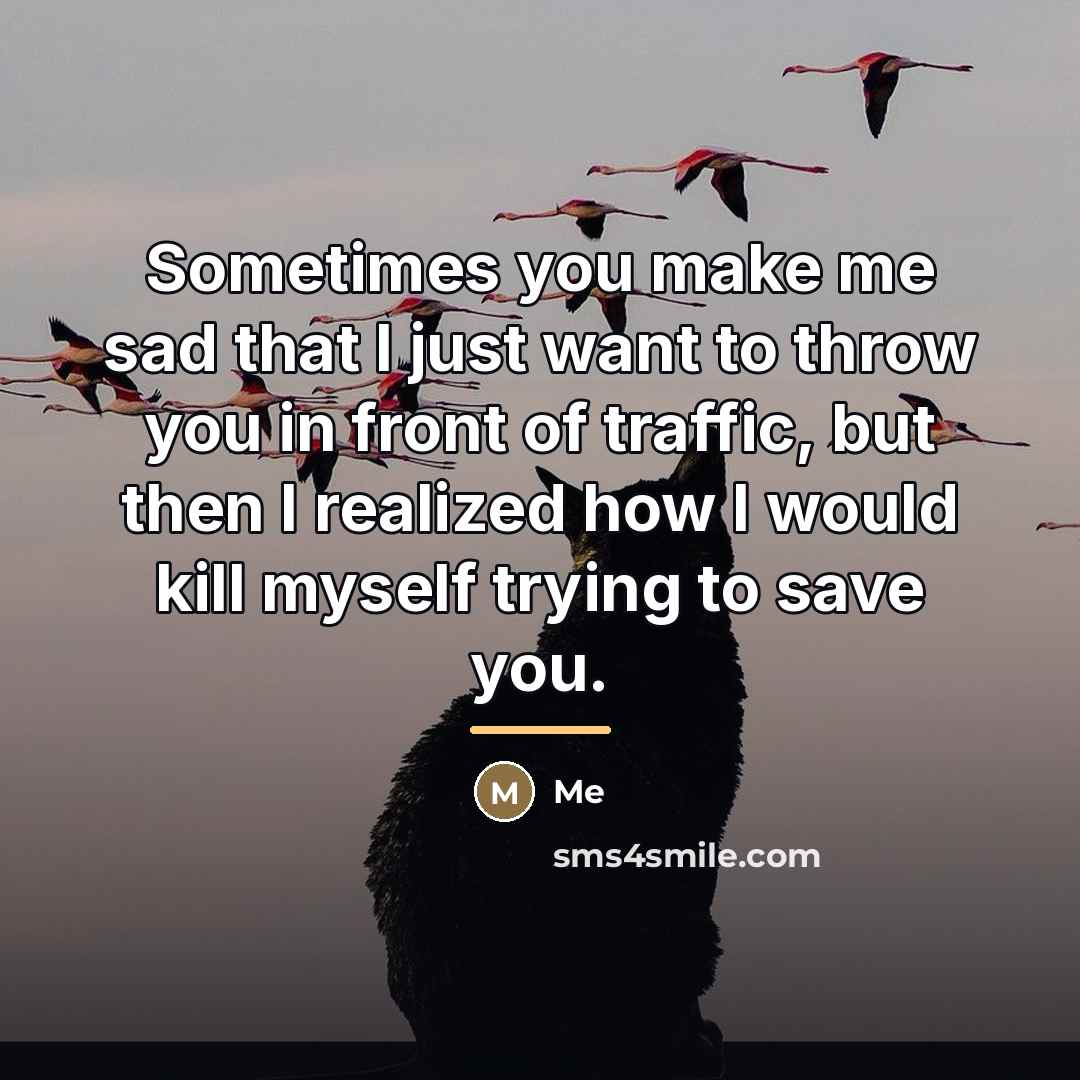 “Sometimes you make me sad that I just want to…” quote by Me