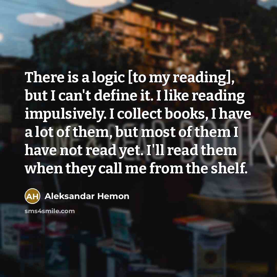 “There is a logic [to my reading], but I can't…” quote by Aleksandar Hemon