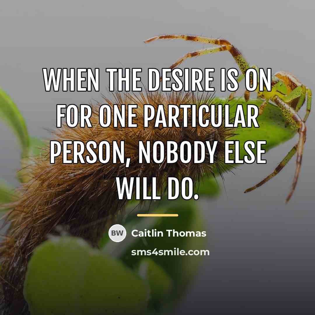 “When the desire is on for one particular person, nobody…” quote by Caitlin Thomas