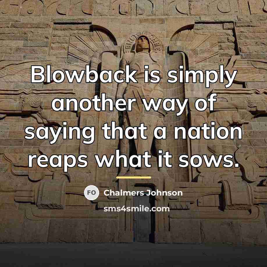 “Blowback is simply another way of saying that a nation…” quote by Chalmers Johnson