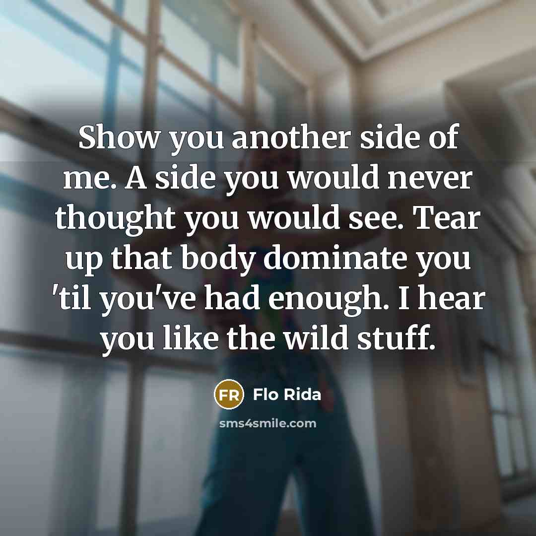 “Show you another side of me. A side you would never thought you would see. Tear up that body dominate you 'til you've had enough. I hear you like the wild stuff.” quote by Flo Rida