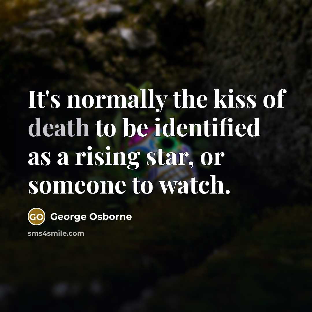 “It's normally the kiss of death to be identified as…” quote by George Osborne