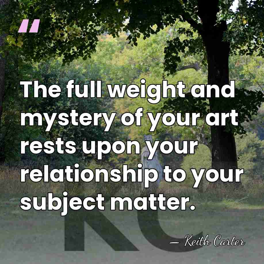 The full weight and mystery of your art rests upon your relationship&hellip; - Keith Carter