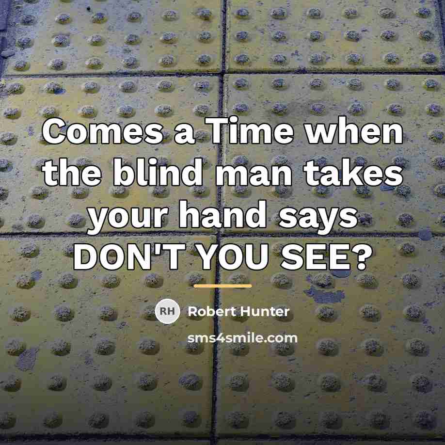 “Comes a Time when the blind man takes your hand…” quote by Robert Hunter