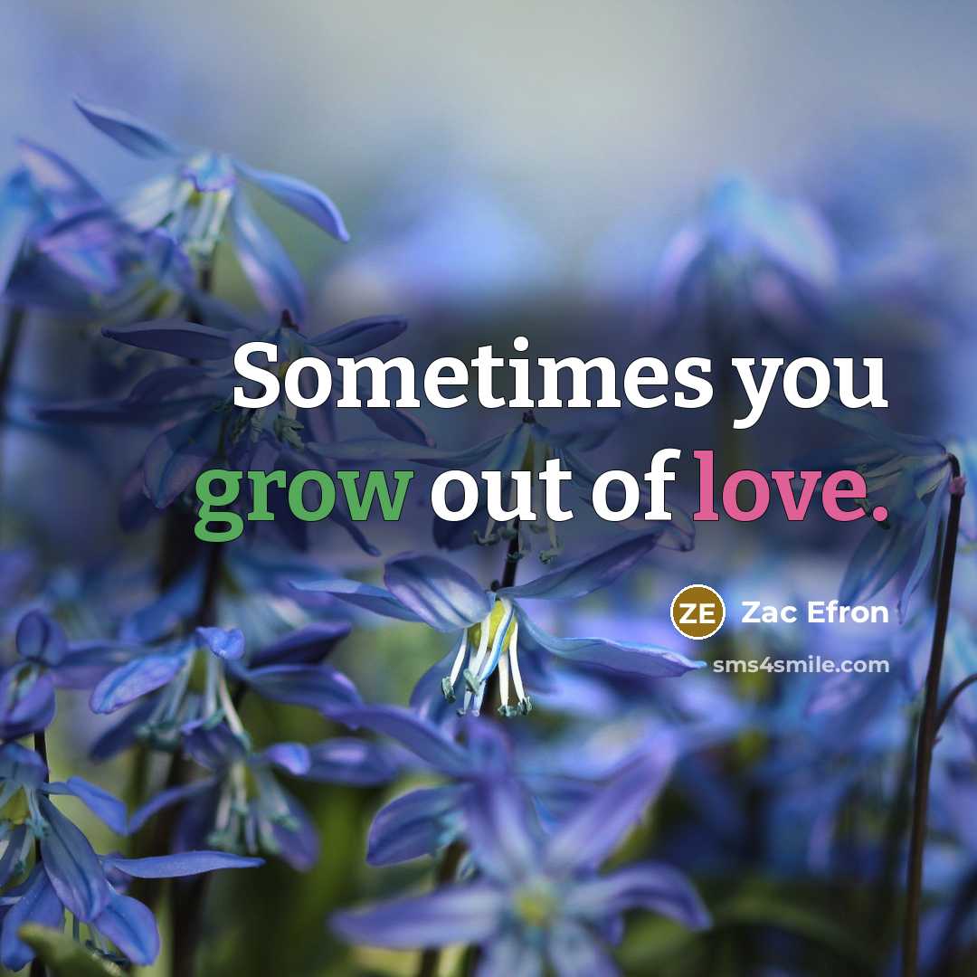 “Sometimes you grow out of love.…” quote by Zac Efron