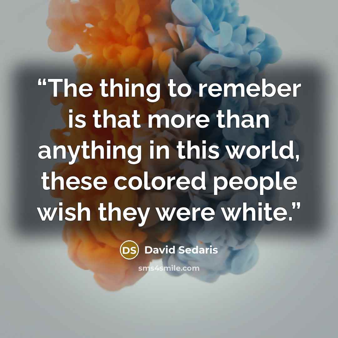 “The thing to remeber is that more than anything in this world, these colored people wish they were white.” quote by David Sedaris
