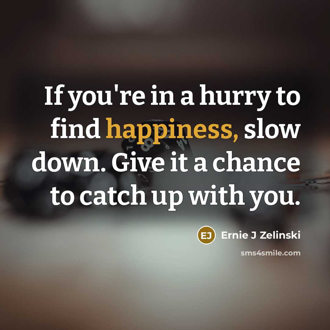 “If you're in a hurry to find happiness, slow down.…” quote by Ernie J Zelinski