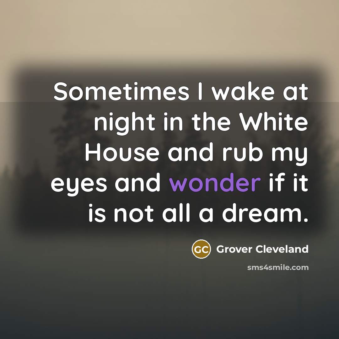 “Sometimes I wake at night in the White House and…” quote by Grover Cleveland