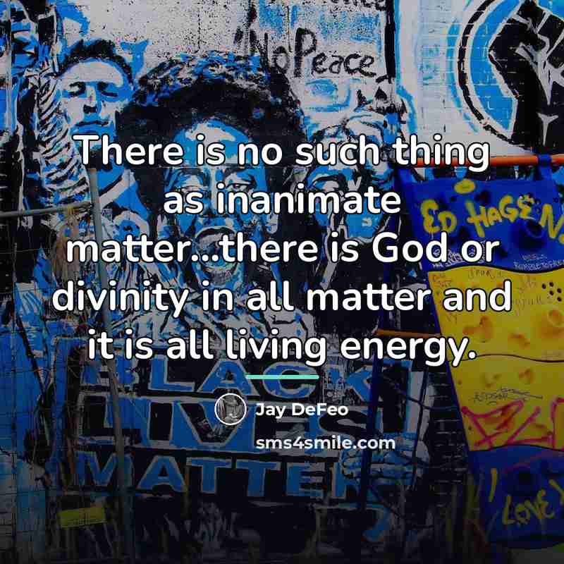 “There is no such thing as inanimate matter...there is God…” quote by Jay DeFeo