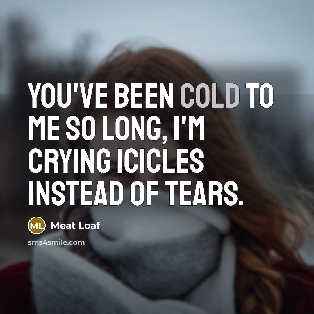 “You've been cold to me so long, I'm crying icicles…” quote by Meat Loaf