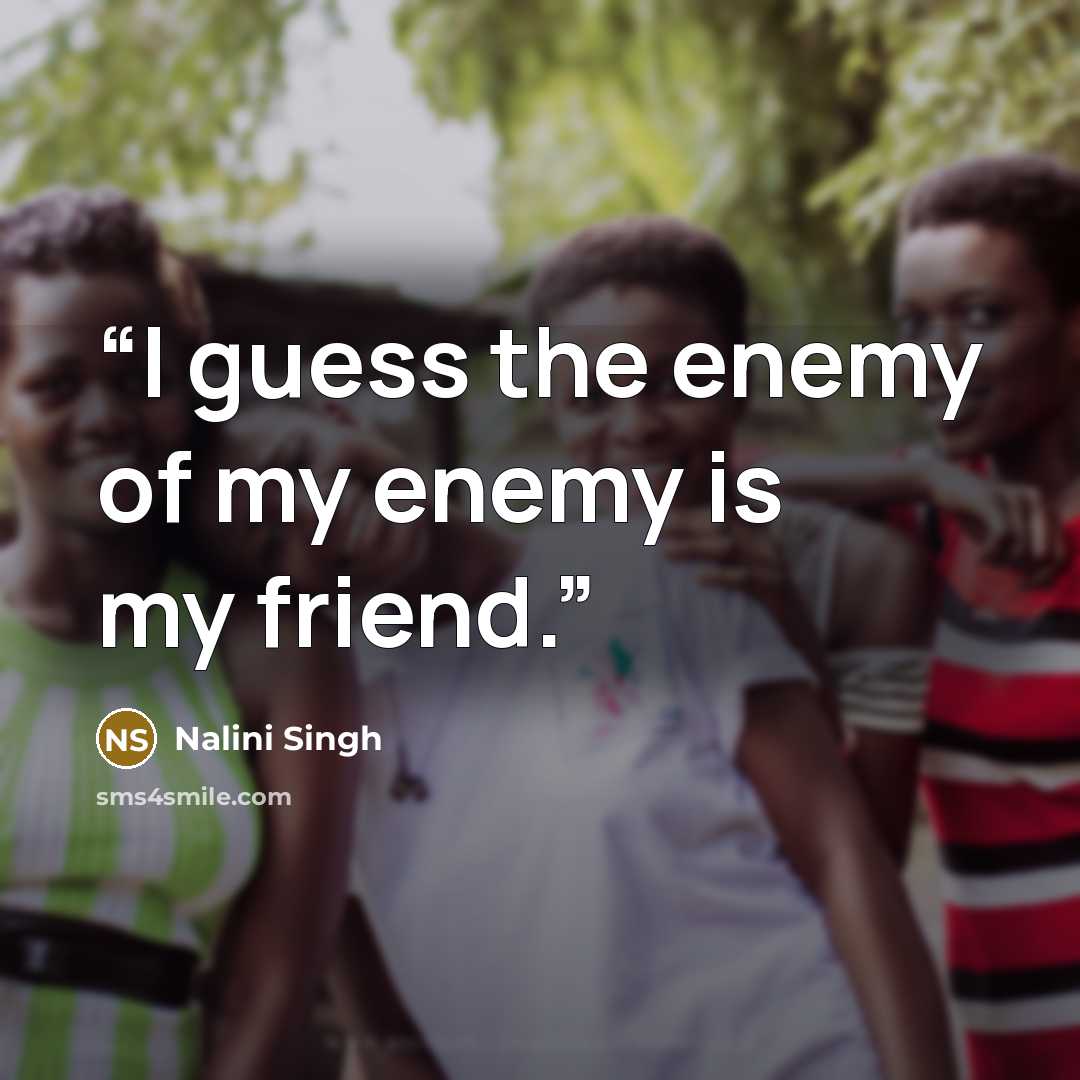 “I guess the enemy of my enemy is my friend.” quote by Nalini Singh