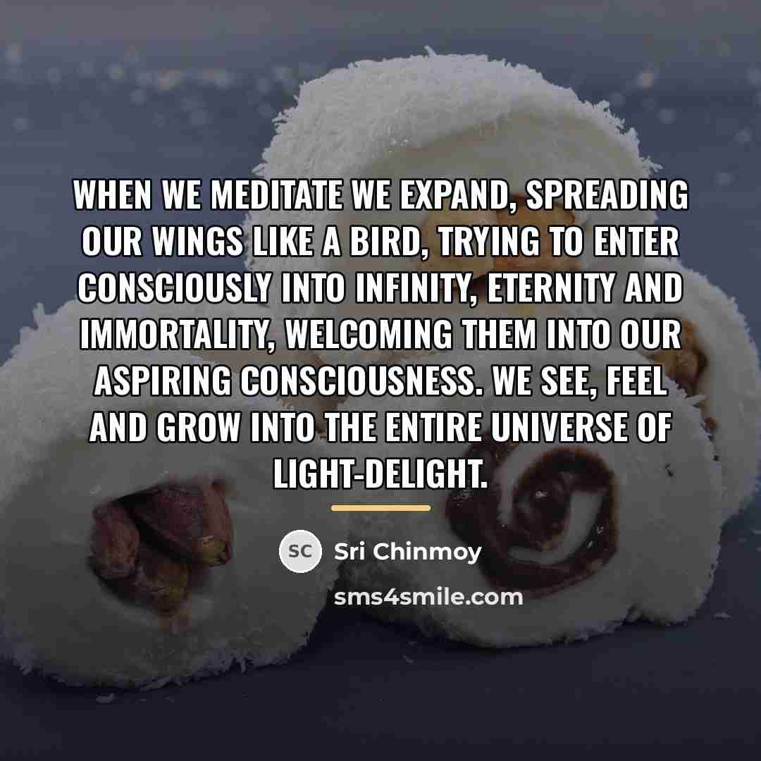 “When we meditate we expand, spreading our wings like a…” quote by Sri Chinmoy