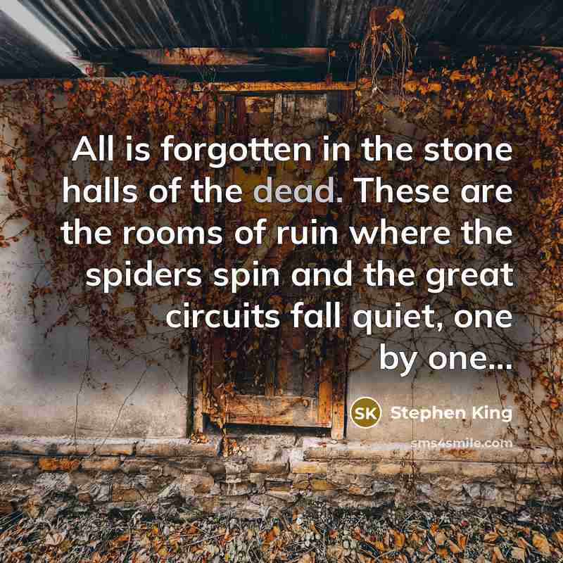 “All is forgotten in the stone halls of the dead.…” quote by Stephen King