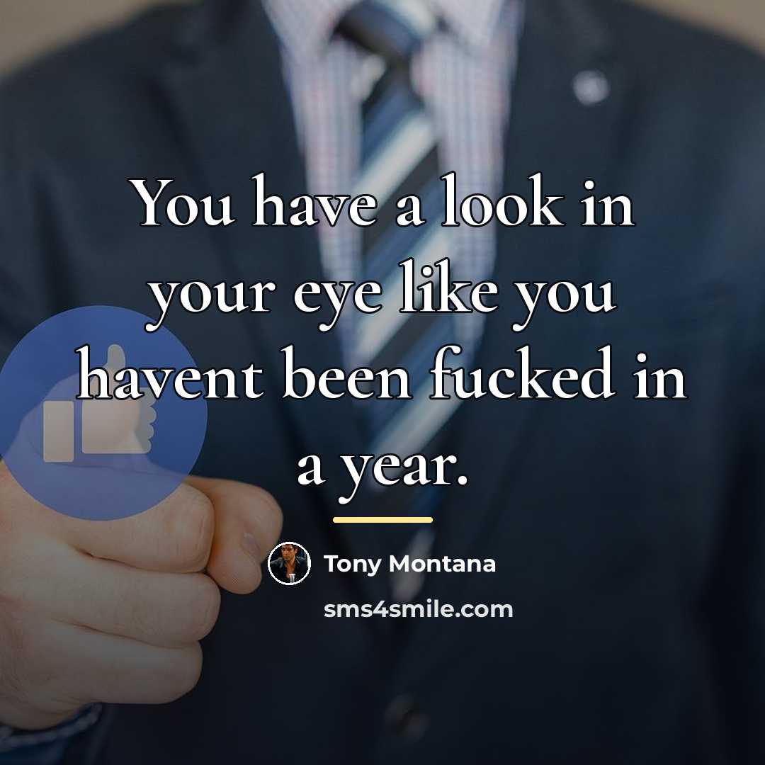 “You have a look in your eye like you havent…” quote by Tony Montana
