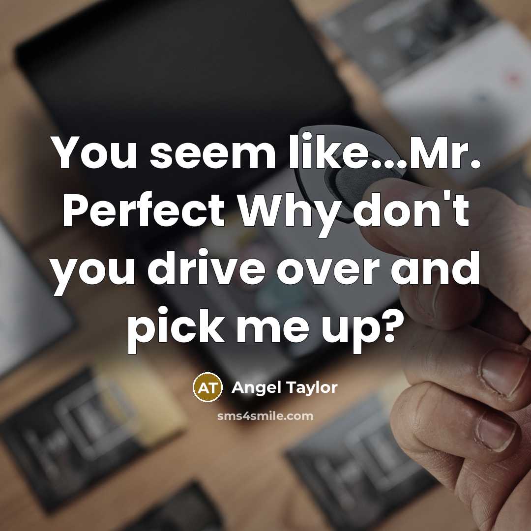 “You seem like...Mr. Perfect Why don't you drive over and…” quote by Angel Taylor